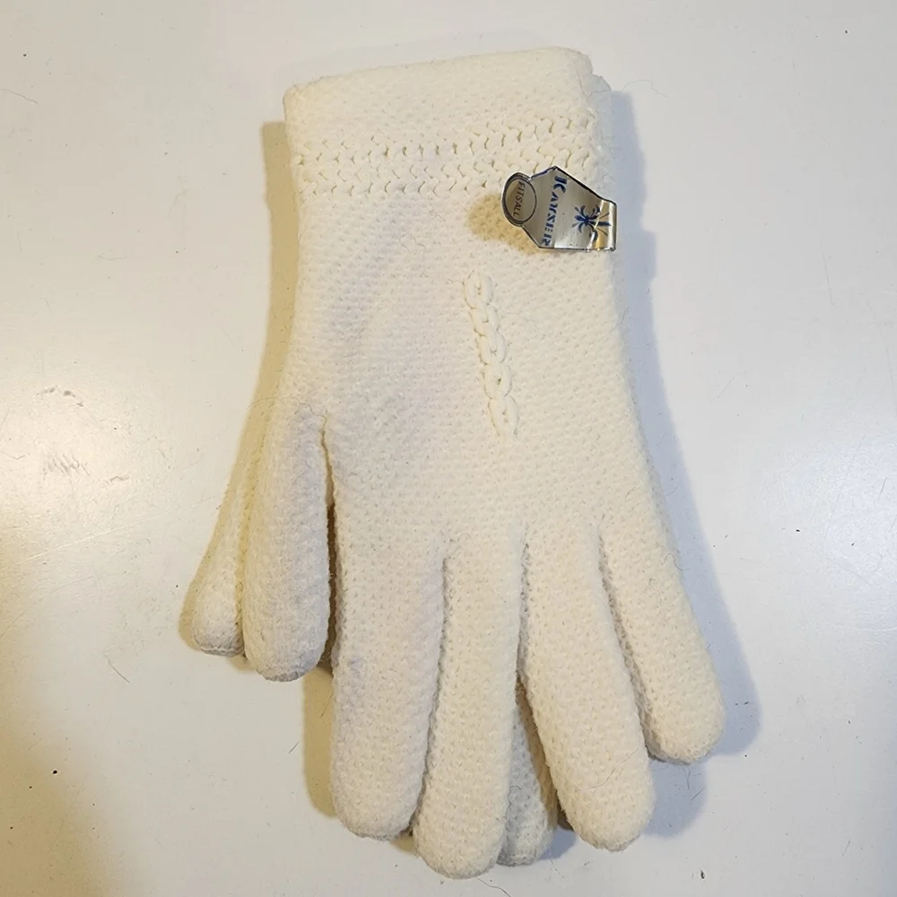 KAYSER Cream Fits All Knit Winter Gloves New With Tags